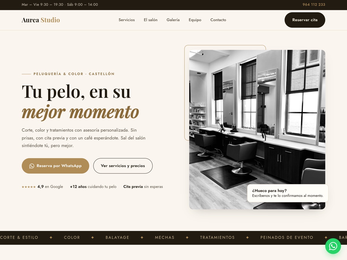 Vista previa de la web de Aurea Studio