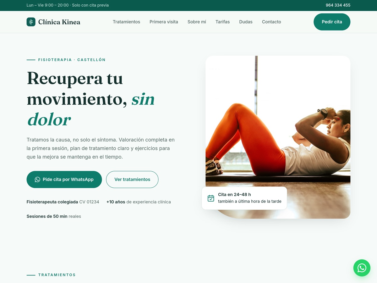 Vista previa de la web de Clínica Kinea