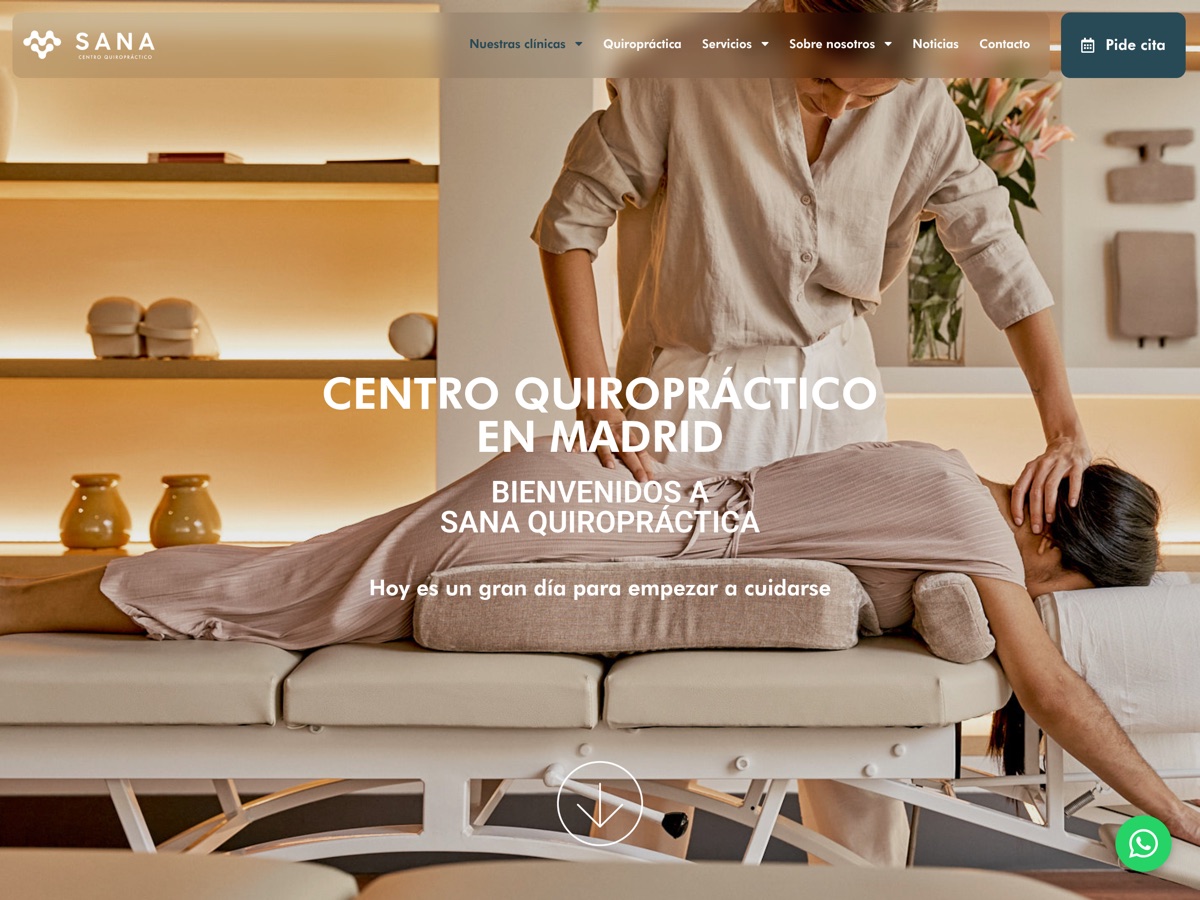 Vista previa de la web de Sana Quiropráctica